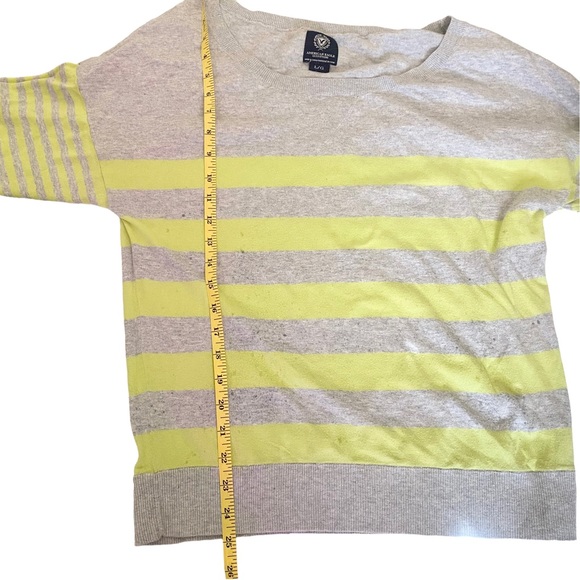 American Eagle Striped Wide Neck Gray Lime Green Sweater L - Picture 8 of 9